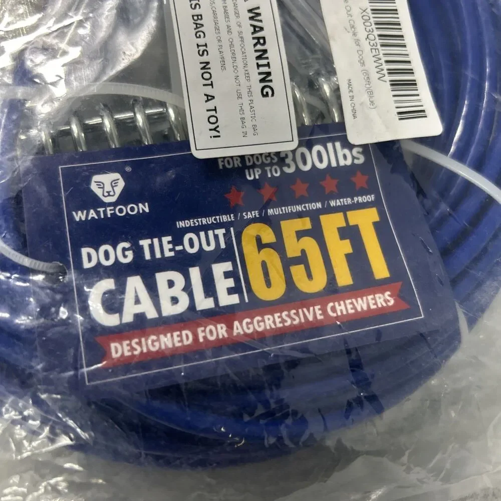 Tie Out Cable for Dogs up to 300Lbs, 65Ft Extra Strong 1Klbs Break Strength NEW - Picture 7 of 8